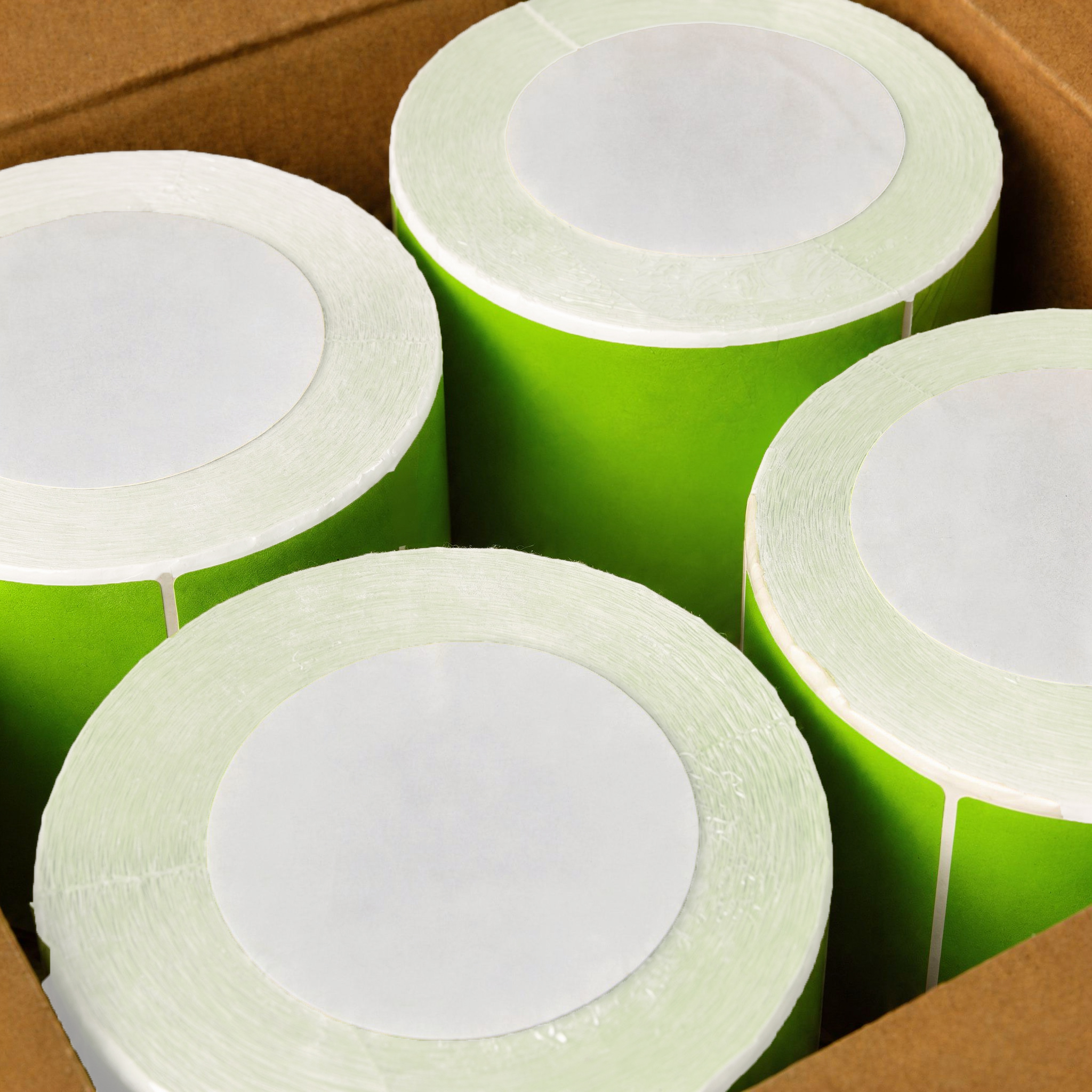 ETIQUETA BOPP VERDE 102MM X 152MM 300PZ/ROLLO CORE 1" SIN PLECA CAJA 8 ROLLOS - Imagen 5