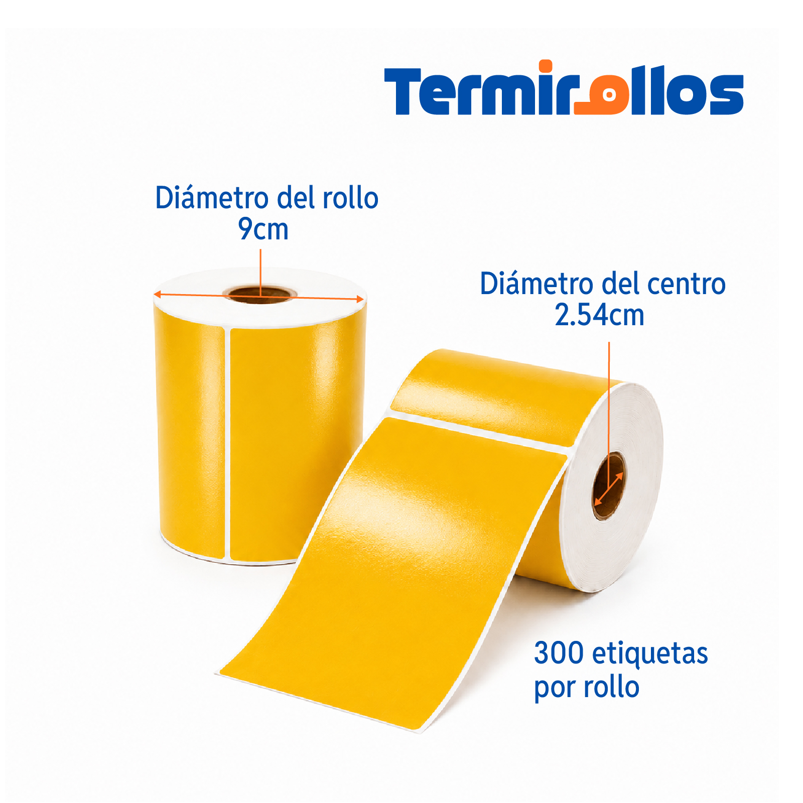 ETIQUETA BOPP NARANJA 102MM X 152MM 300PZ/ROLLO CORE 1" SIN PLECA CAJA 8 ROLLOS - Imagen 4