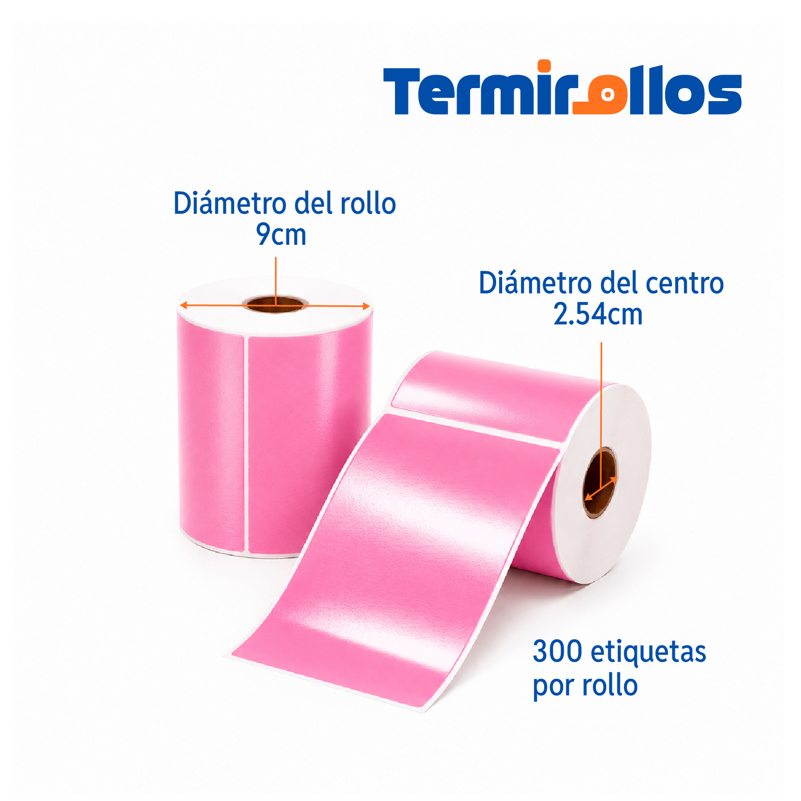 ETIQUETA BOPP ROSADO 102MM X 152MM 300PZ/ROLLO CORE 1" SIN PLECA CAJA 8 ROLLOS - Imagen 4