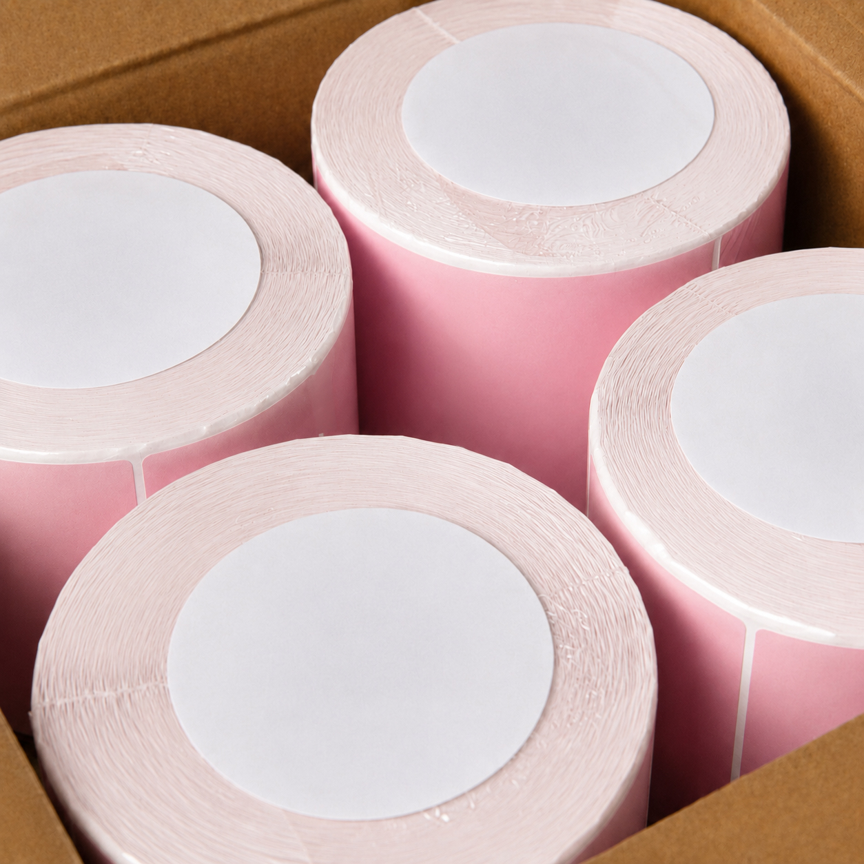 ETIQUETA BOPP ROSADO 102MM X 152MM 300PZ/ROLLO CORE 1" SIN PLECA CAJA 8 ROLLOS - Imagen 5