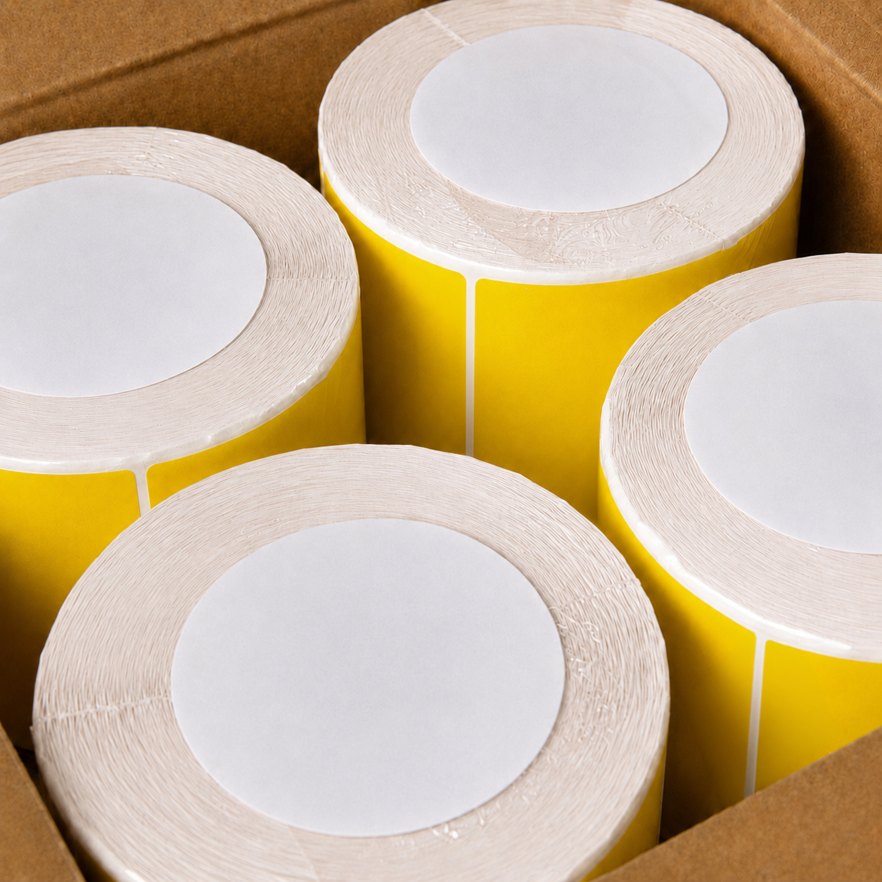 ETIQUETA BOPP AMARILLO 102MM X 152MM 300PZ/ROLLO CORE 1" SIN PLECA CAJA 8 ROLLOS - Imagen 5