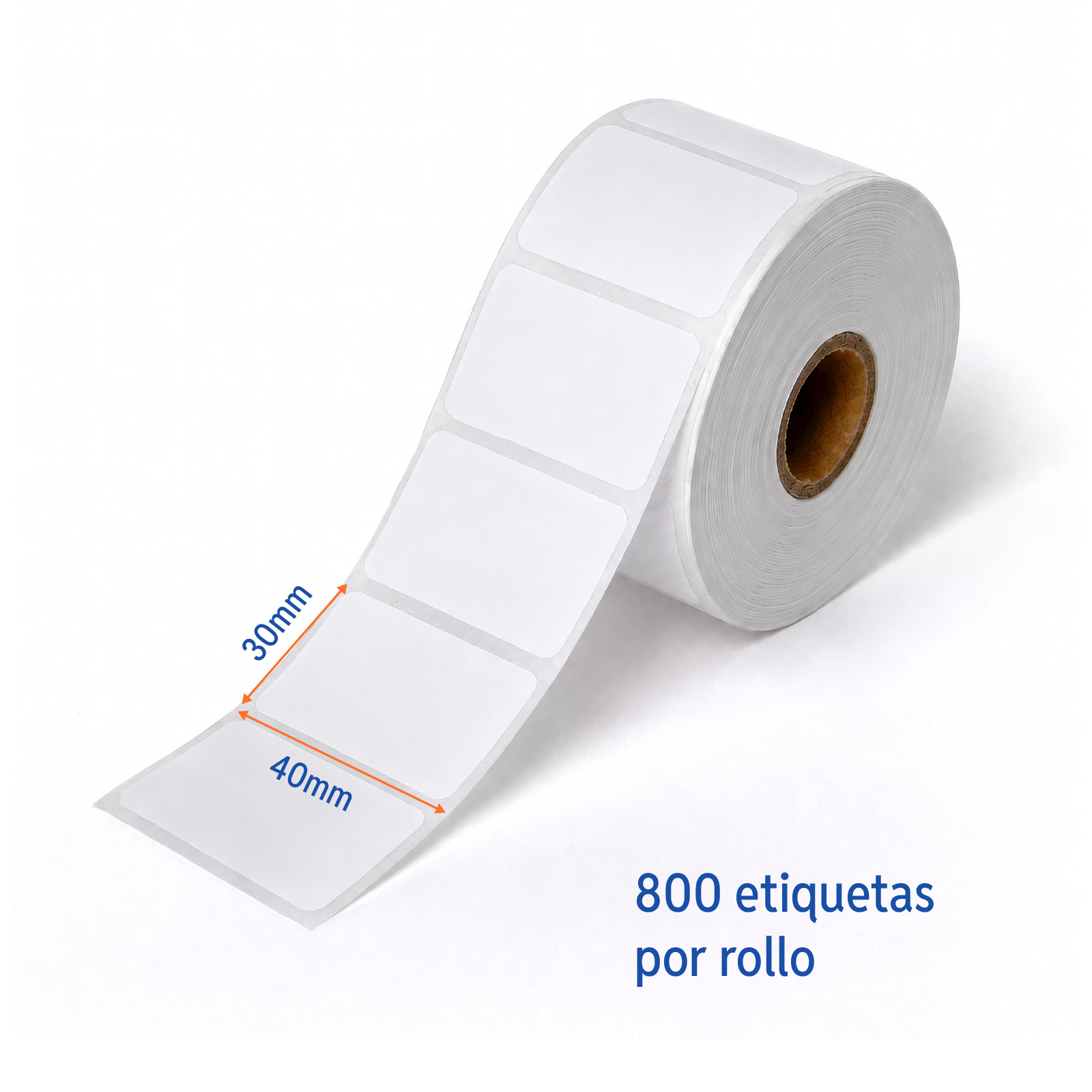 ETIQUETA TERMICO DIRECTO TOP COATED 40MM X 30MM 800PZ/ROLLO CORE 25MM CAJA 25 ROLLOS