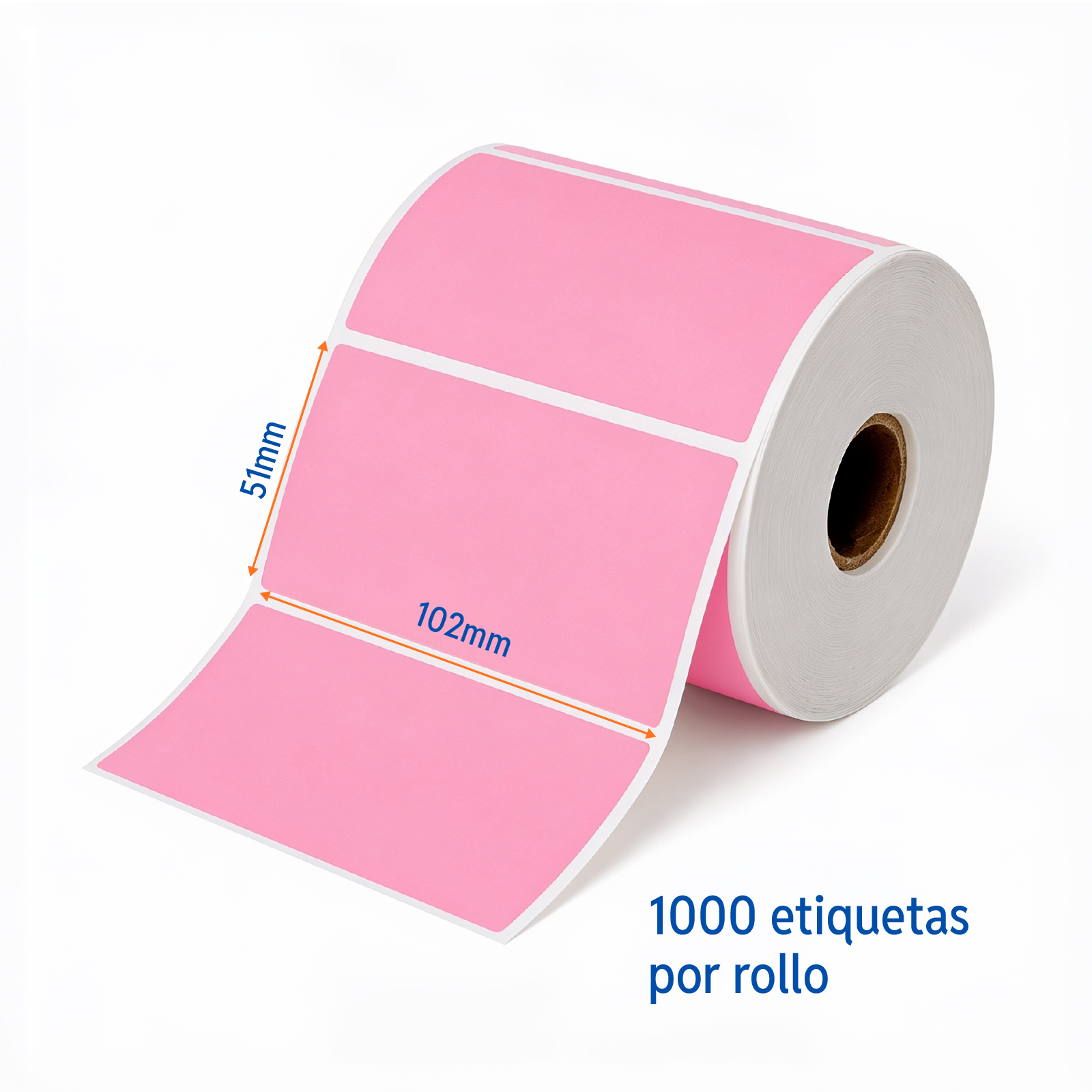 ETIQUETA TERMICO DIRECTO ECO HT ROSADO 102MM X 51MM 1000PZ/ROLLO CORE 1" SIN PLECA CAJA 8 ROLLOS